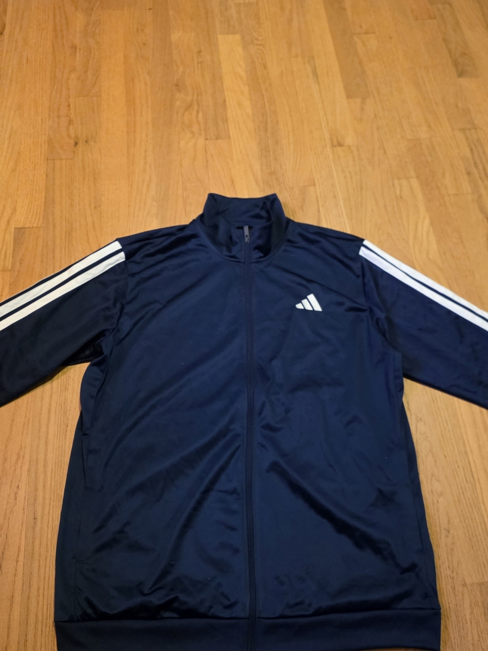 Adidas Men's Navy Track Jacket with White Stripes Size XL Tall